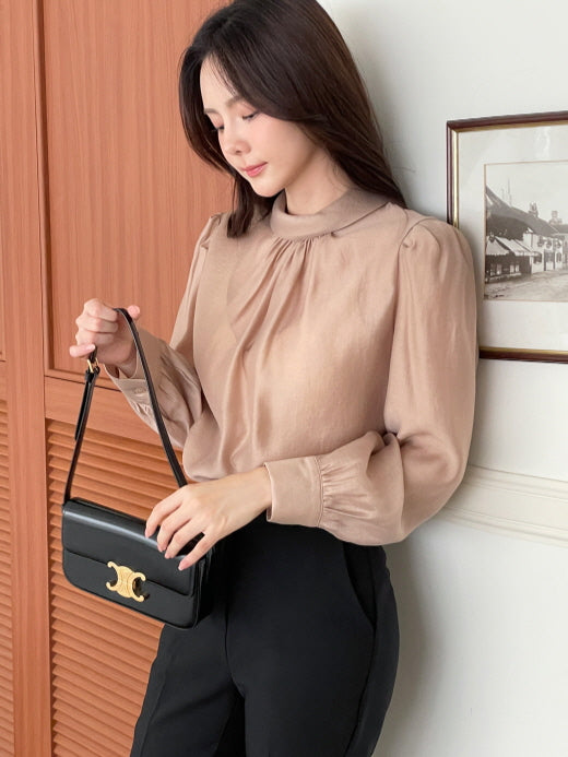 グレース シフォン シャーリング ブラウス (4color)