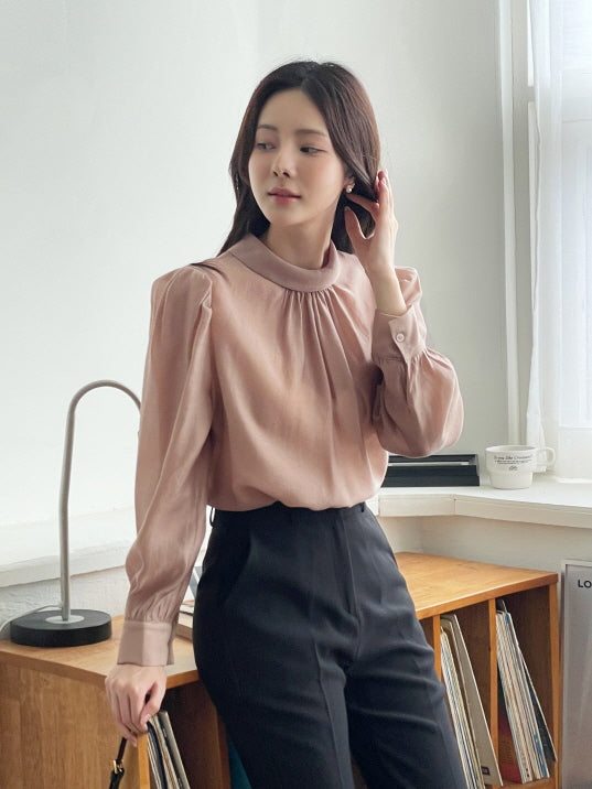グレース シフォン シャーリング ブラウス (4color)