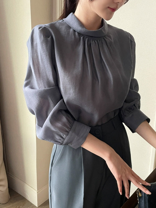 グレース シフォン シャーリング ブラウス (4color)