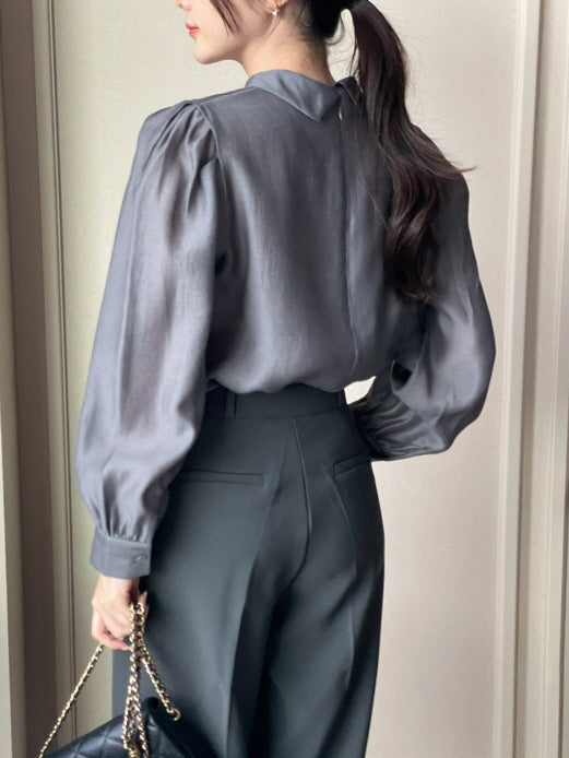 グレース シフォン シャーリング ブラウス (4color)