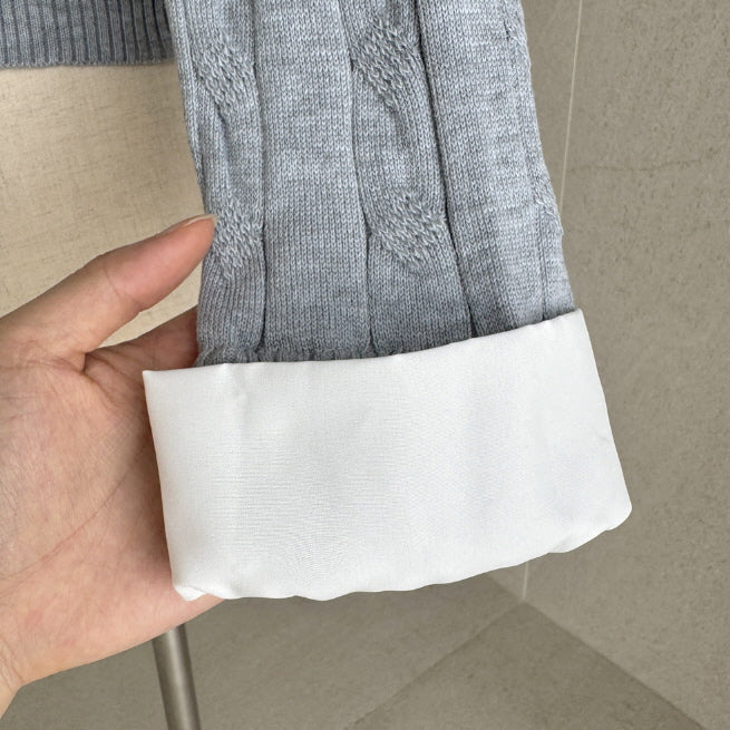 クラシック レイヤード ケーブル ニットセーター (3color)