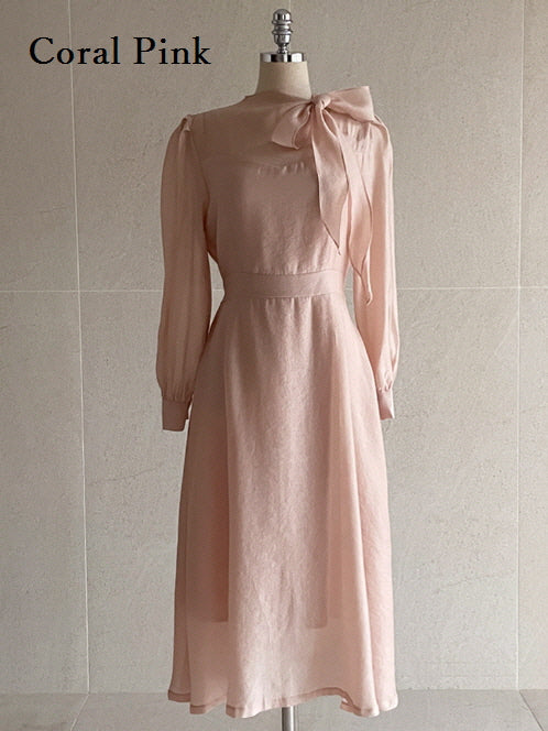 リボンタイ フレア ドレス (3color)