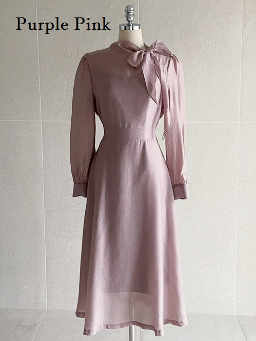 リボンタイ フレア ドレス (3color)
