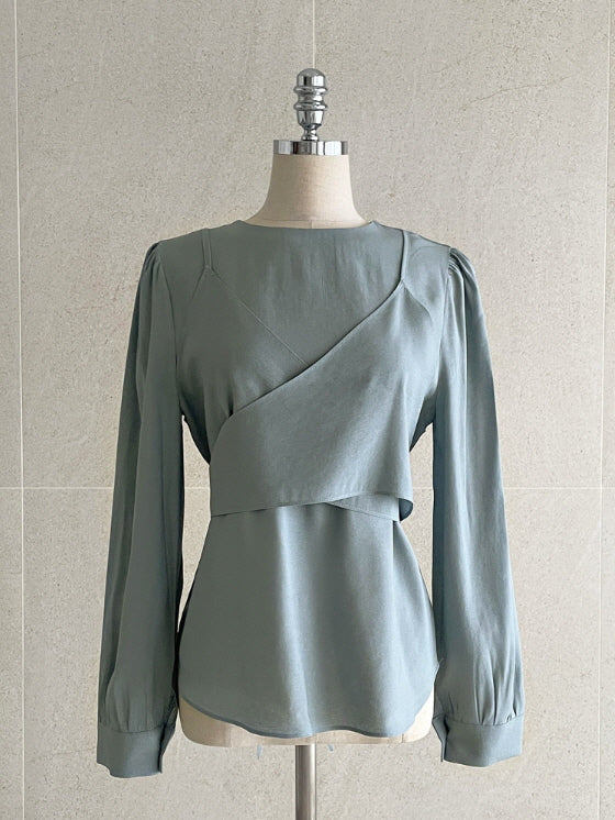 エレガント レイヤード風 ビスチェ ブラウス (3color)