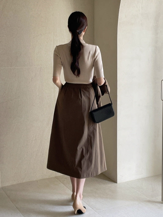 シンプル ベーシック 半袖ニット トップス (5color)