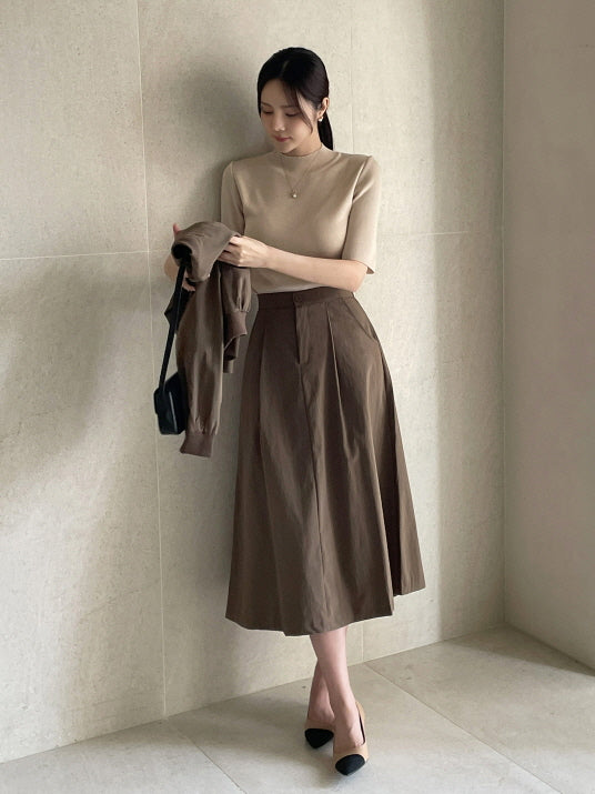 シンプル ベーシック 半袖ニット トップス (5color)