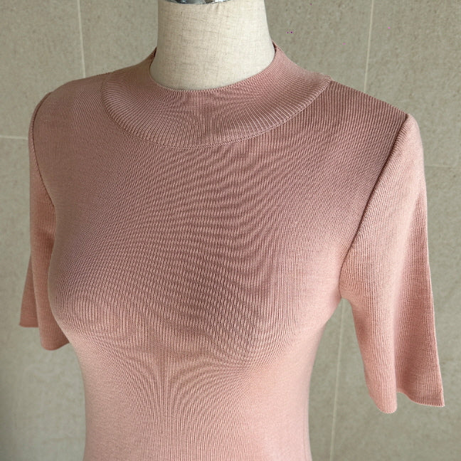 シンプル ベーシック 半袖ニット トップス (5color)