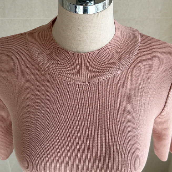 シンプル ベーシック 半袖ニット トップス (5color)