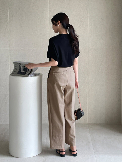 クラシック オープン襟ニット トップス (3color)
