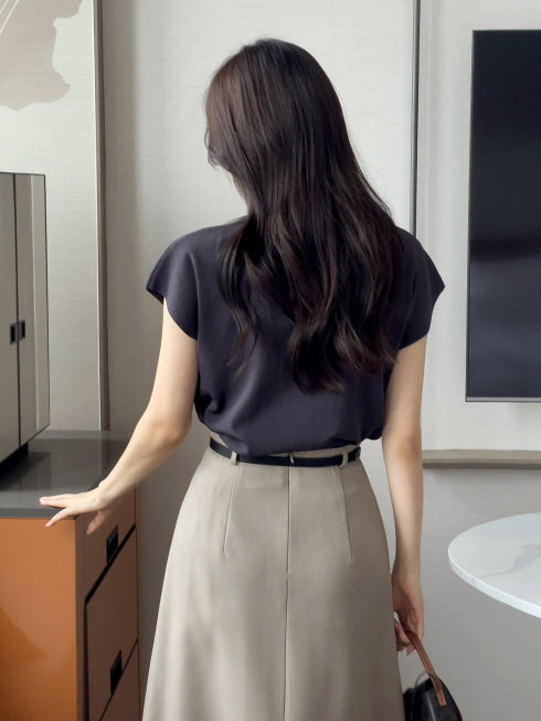 シンプル モックネック ニットトップス (5color)