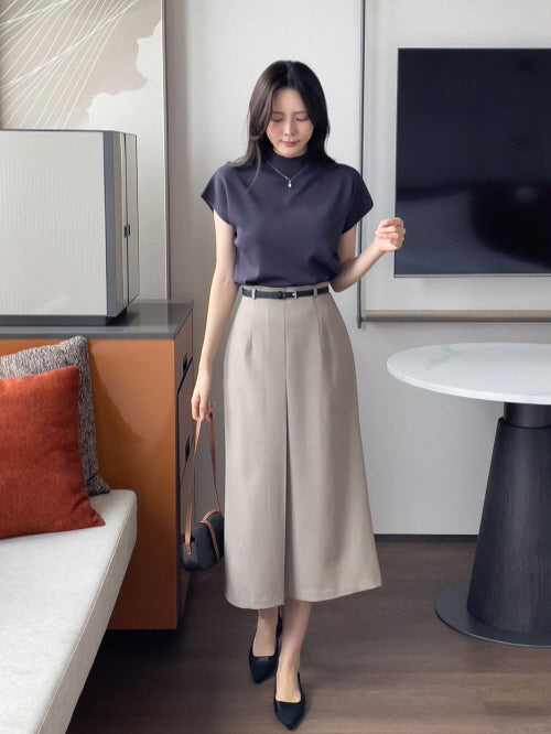 シンプル モックネック ニットトップス (5color)