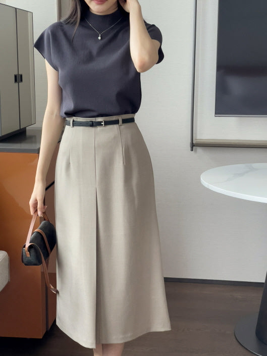 シンプル モックネック ニットトップス (5color)