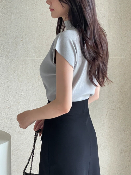 シンプル モックネック ニットトップス (5color)