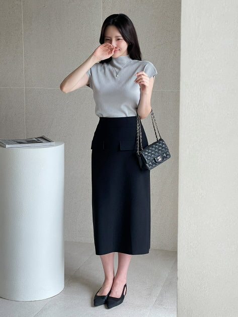 シンプル モックネック ニットトップス (5color)