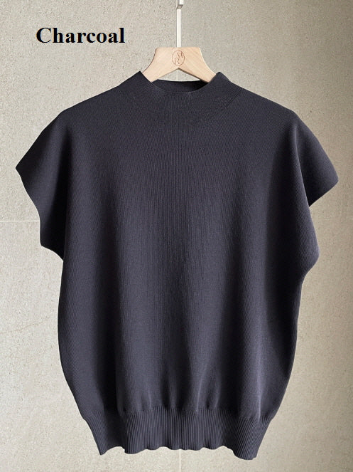 シンプル モックネック ニットトップス (5color)