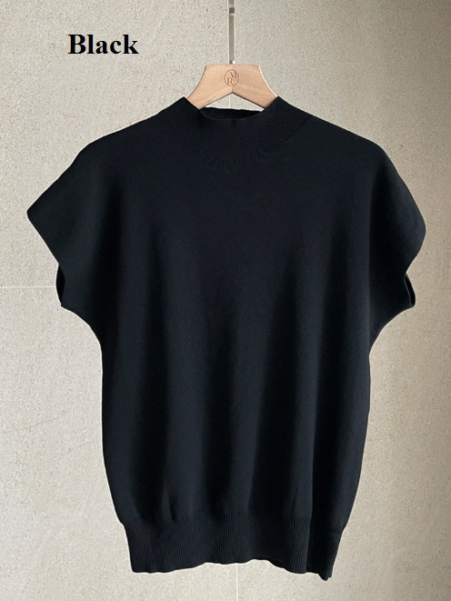 シンプル モックネック ニットトップス (5color)