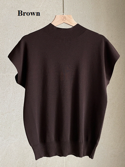 シンプル モックネック ニットトップス (5color)