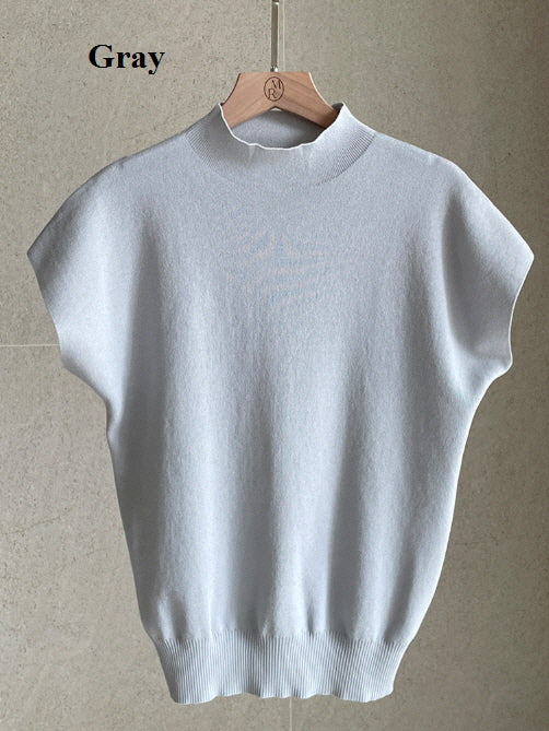 シンプル モックネック ニットトップス (5color)