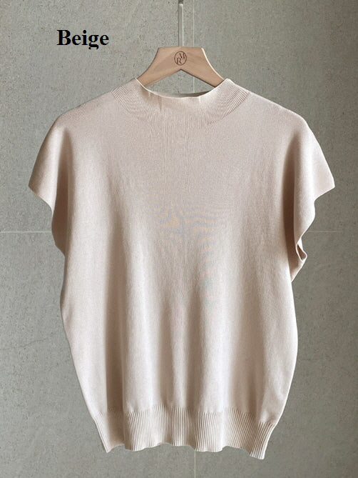 シンプル モックネック ニットトップス (5color)