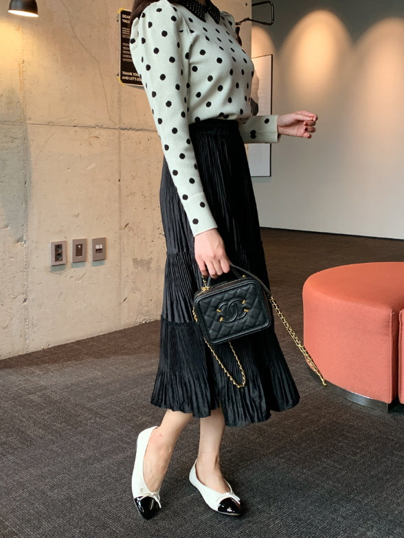 リボン アクセント ツートン フラットシューズ (3color)