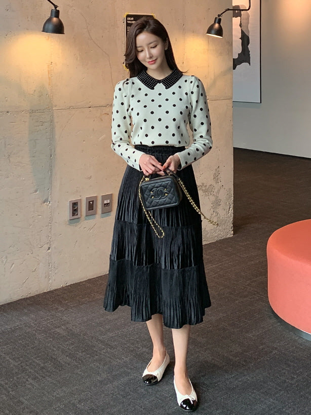 リボン アクセント ツートン フラットシューズ (3color)