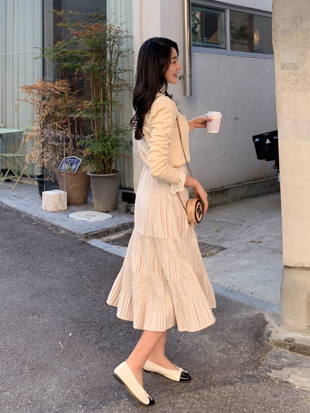 リボン アクセント ツートン フラットシューズ (3color)