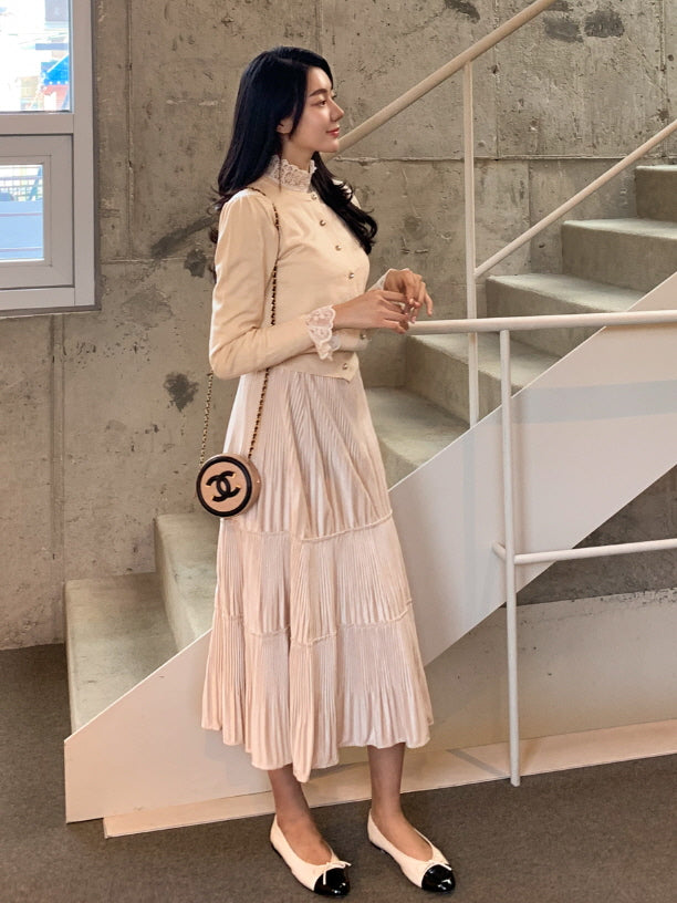 リボン アクセント ツートン フラットシューズ (3color)