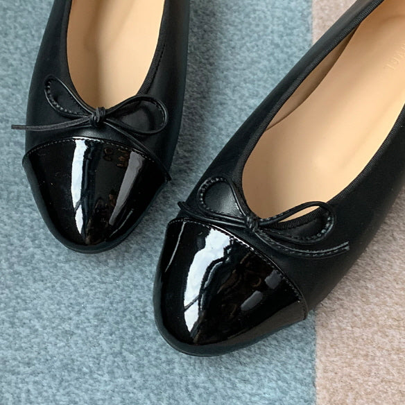 リボン アクセント ツートン フラットシューズ (3color)