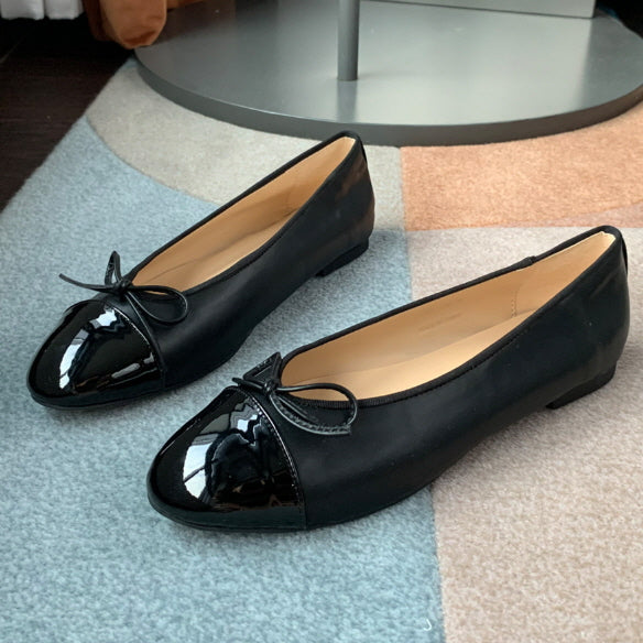 リボン アクセント ツートン フラットシューズ (3color)
