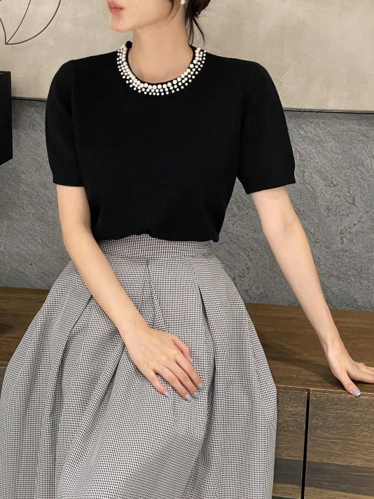 ロマンティック 千鳥格子 プリーツ スカート