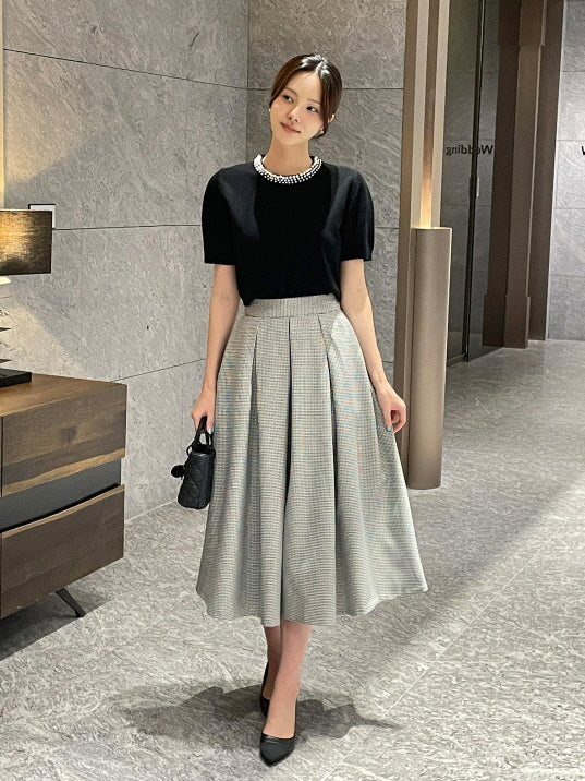 ロマンティック 千鳥格子 プリーツ スカート