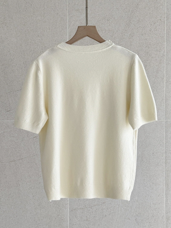 パールネックライン ニットトップス (3color)