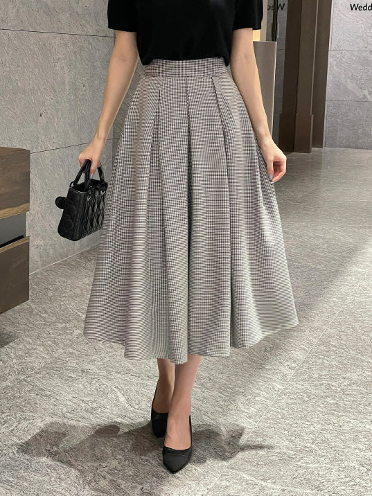 ロマンティック 千鳥格子 プリーツ スカート