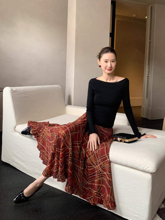 アンバーライン アシンメトリー フレアスカート