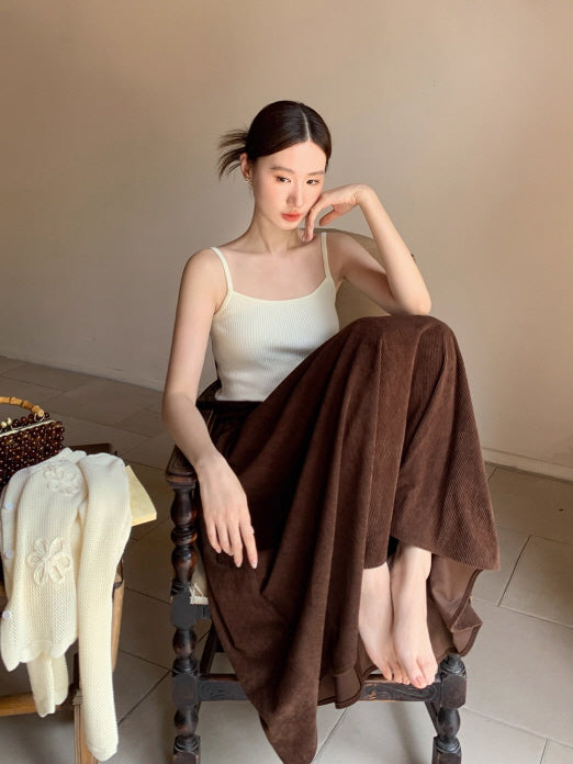 ブラウン コーデュロイ Aラインスカート