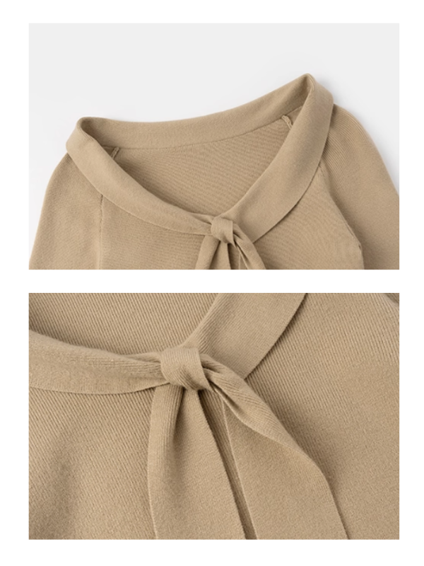 リボンカラーニットトップス (2color)