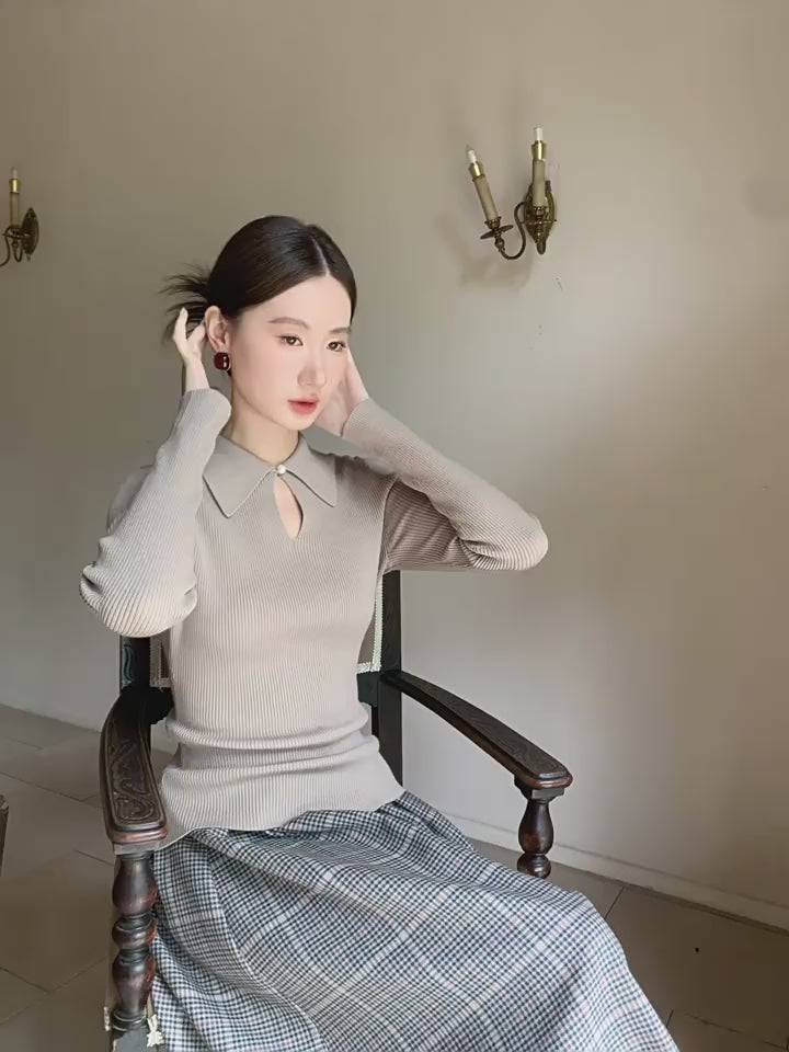 クラシック チェック プリーツ ミディスカート