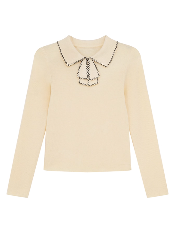 リボンカラー ニットトップス(3color)