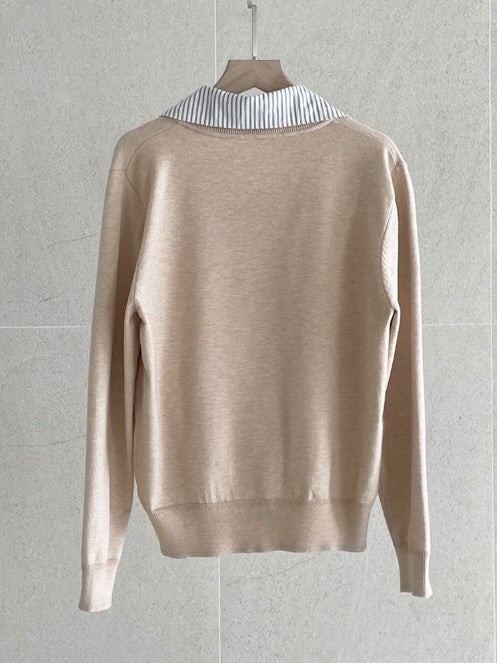 レイヤード 襟ニット プルオーバー (3color)
