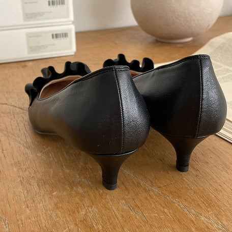 フリル ポインテッド トゥパンプス (3color)