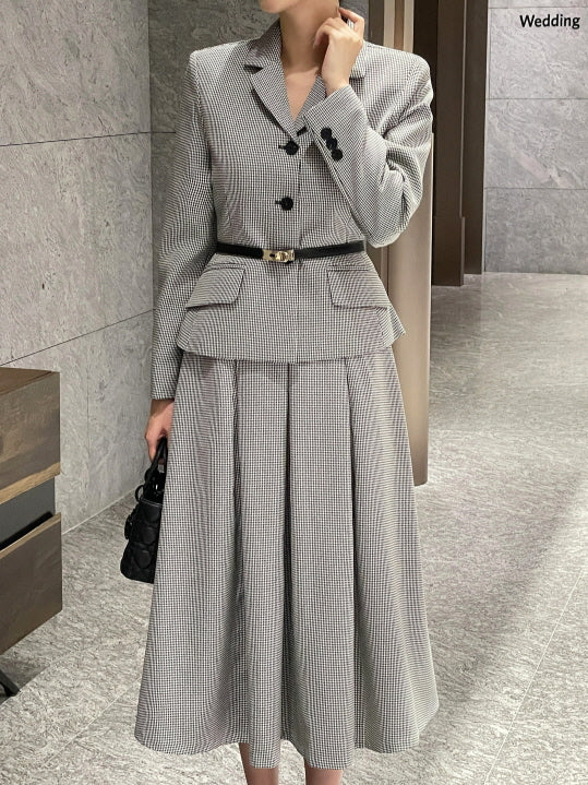 ロマンティック 千鳥格子 プリーツ スカート