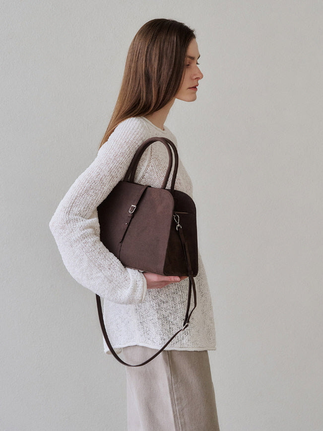 ブラン ミディアム スエード バッグ(チョコブラウン)