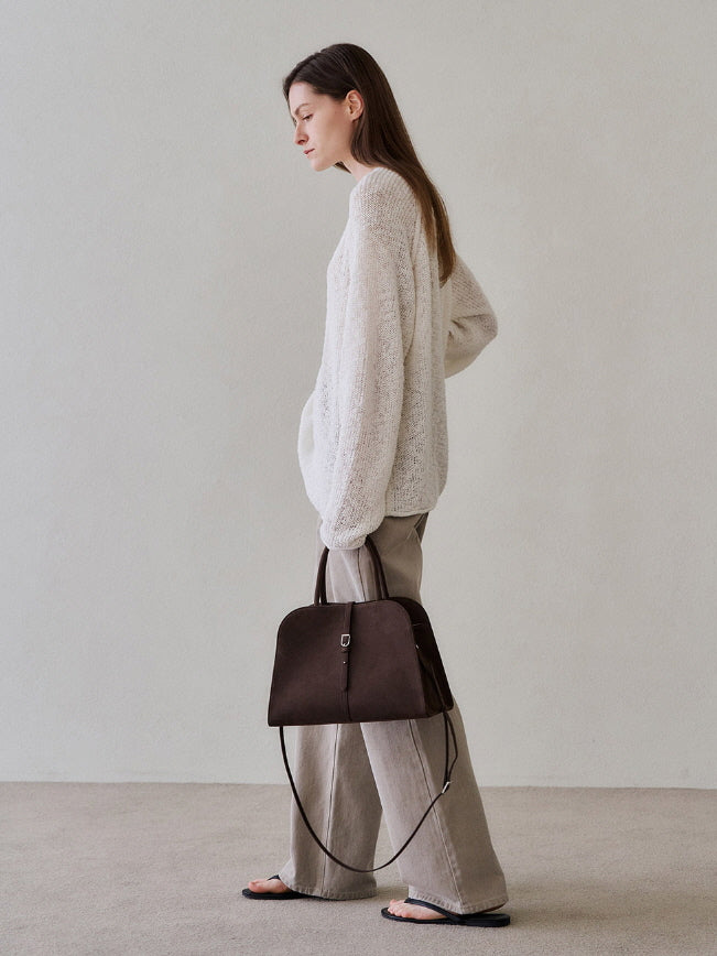 ブラン ミディアム スエード バッグ(チョコブラウン)