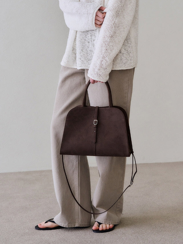 ブラン ミディアム スエード バッグ(チョコブラウン)