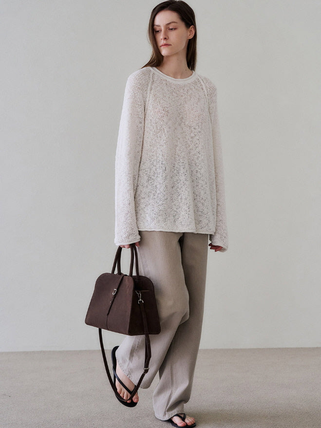 ブラン ミディアム スエード バッグ(チョコブラウン)