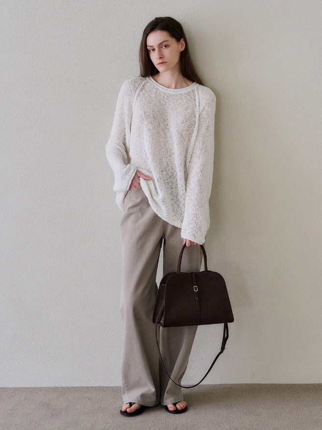 ブラン ミディアム スエード バッグ(チョコブラウン)