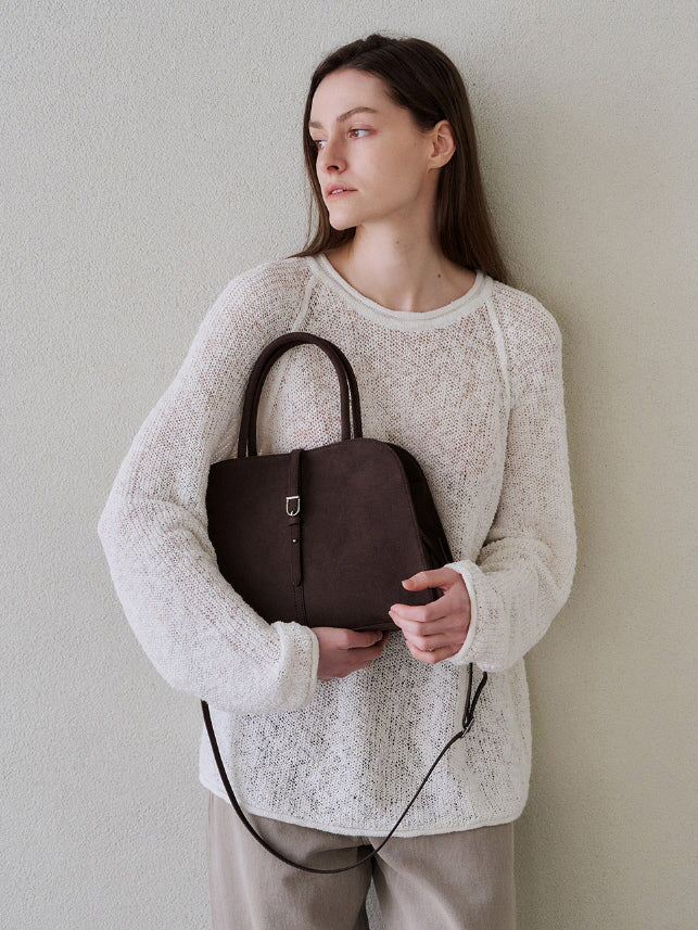 ブラン ミディアム スエード バッグ(チョコブラウン)