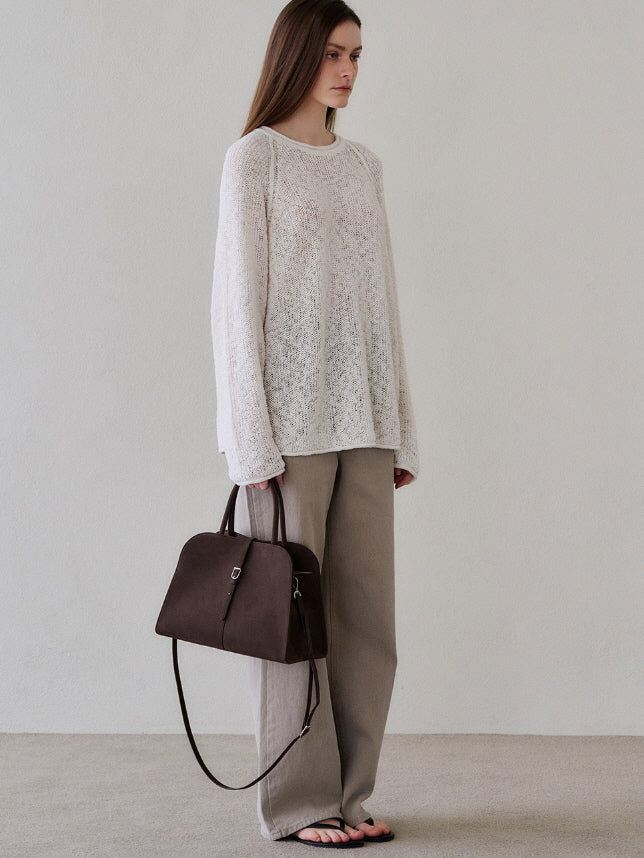 ブラン ミディアム スエード バッグ(チョコブラウン)