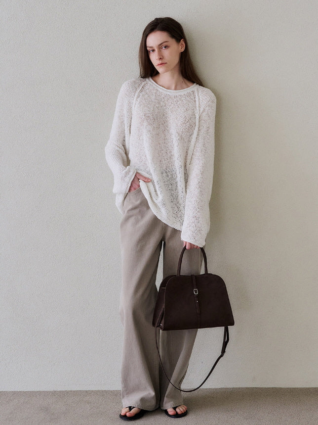 ブラン ミディアム スエード バッグ(チョコブラウン)