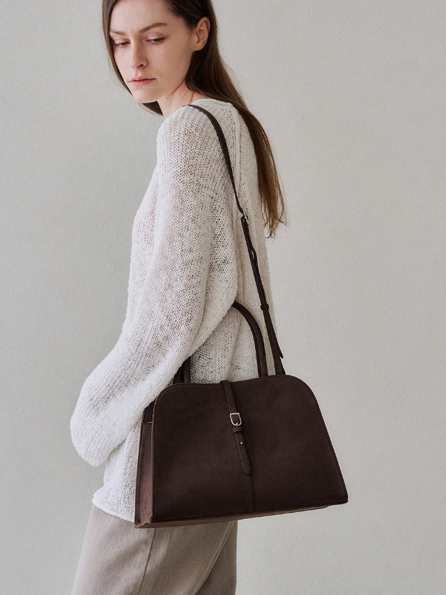 ブラン ミディアム スエード バッグ(チョコブラウン)